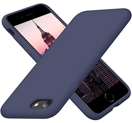Cordking Designed for iPhone SE Case 2022/2020, for iPhone 7 8 Case, Silicone Ultra Slim Shockproof Phone Case with [Soft Microfiber Lining], 4.7 inch, Navy blue | Silicone Ultra Slim Shockproof Phone Case with [Soft Microfiber Lining]