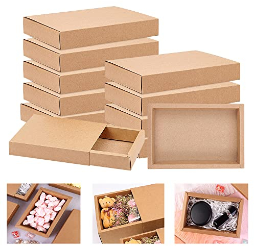THATSRAD 12 Packung Kraftpapier Schubladenbox Geschenkbox Großbriefkartons Versandkartons 200 * 150 * 35mm Karton Geschenk Box Kraftpapier Schubladenboxen Klein Geschenkschachtel für Gastgeschenke