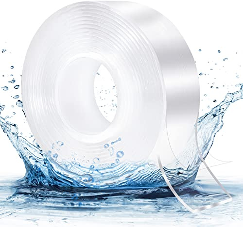 3M Ruban Adhésif Nano Réutilisable Extra Fort, 2MM Transparent Lavable Nano Tape, Antidérapant Double-Face Gel, Amovible Traceless Bande Antidérapant pour Les Tapis, Murs Maison ou Bureau