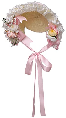 COSDREAMER Frauen viktorianische Mützen Spitze Blumen Tee Party Hüte (Schwarz)