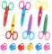 Bastelschere Kinder, 6er Set Kinderschere mit 6 Stück Papierstanzer, 6 Verschiedene Schnittform, Papierschere Set für Kinder Kindergarten Anfängerschere DIY Handwerk