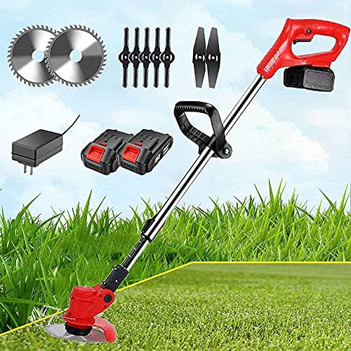 RALIRA Cortacéspedes eléctricos Cortacésped inalámbrico para jardín con batería de 24 V y Cargador rápido y Cuchillas de Repuesto 600 W 6000 RPM Telescópico Ligero-b_Cortador inalámbrico