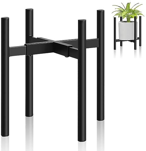 Lighterday Adjustable Metal Plant Stand, Black Plant Pot Stand/Corner Shelf for Home/Garden Indoor/Outdoor Decoration (Round)