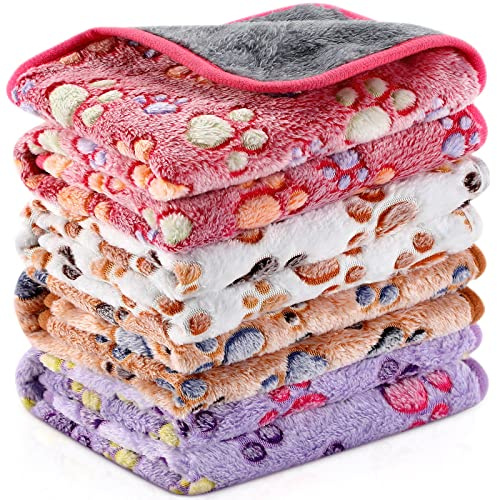 Namalu 4 Couvertures pour Cochon d'Inde en Polaire Lavables Imperméables Doublures pour Cage Absorbantes Tapis de Couchage Réutilisable pour Animaux de Compagnie (Empreinte de Patte, 30 x 30 cm)