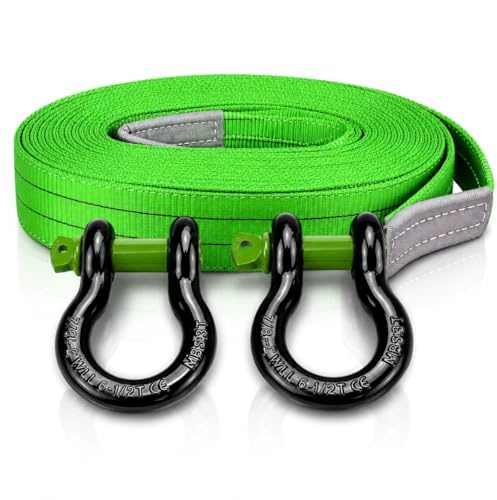 Desert Fox Winch Bergeset 6 m mit 14 t Bergegurt, 2 x 3/4 Zoll Schäkel, Abschleppgurt, Recovery Set für Offroad, Fahrzeugbergung, Forstarbeiten, Baumgurt nach EN 1492-1