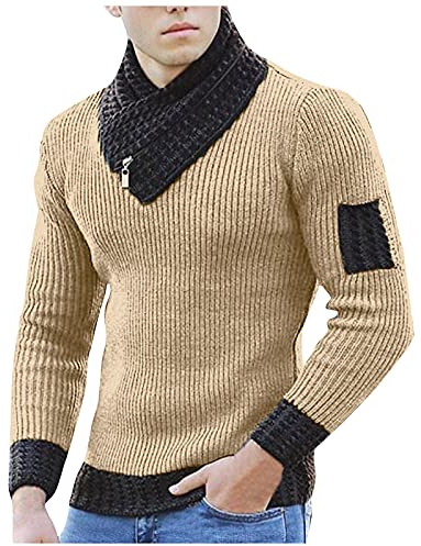Solid High Herren Schal England Pullover Farbe Kragen Pullover Größe Herren Pullover Pullover Jack Herren 03 (Khaki, XXL)