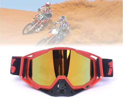 Jilskl Gafas Moto Polvo, Gafas Motocross Motocicleta, gafas Snowboard Espejo, Adecuado Para Motocicletas, Carreras Todoterreno, motocicletas Todoterreno, Bicicletas De Montaña (Rojo negro)