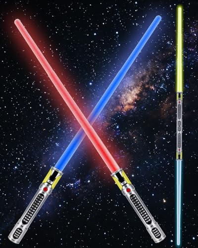 KEGOZ 7 Color Retractable Light Saber, Light sabers Star Wars, Light Sabers with Motion Sensors, Light up Sword Ideal for Teenagers Gift, Halloween Xmas Dress Up Parties, Birthday Present (2PCS)