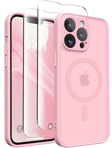 CAPRARO für iPhone 13 Pro Case, Kompatibel mit MagSafe | Verbessert [Vollständiger Kameraschutz] Schutzhülle für Frauen und Mädchen, Durchscheinend, Matt, Pfirsich Rosa
