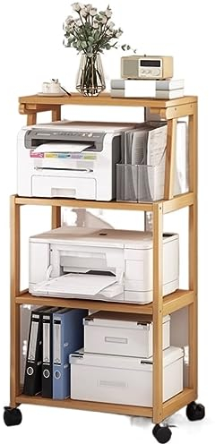 HAVVMK Druckerregal Druckertisch Druckerregal Druckerständer Bodenstehendes Druckerregal Mobiler Kopierständer Mit Rollen Fürs Büro Druckerständer Druckertisch (B 49 * 35 * 106cm)