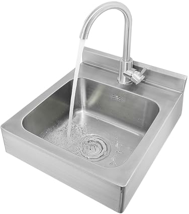 Wandmontage Spülbecken Spüle Edelstahl Handwaschbecken Mit Wasserhahn Kommerziell Waschtisch, Wandwaschtisch Für Gastronomie Küche Toilette Badezimmer Und Mehr