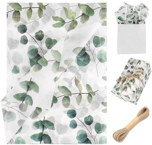 JETOP 40 Salbeigrüne Seidenpapierbögen - Biologisch abbaubares gemustertes Geschenkpapier für Geschenke, Hochzeiten, Geburtstage, Weihnachten, Muttertag - 27,5 x 19,7 Zoll