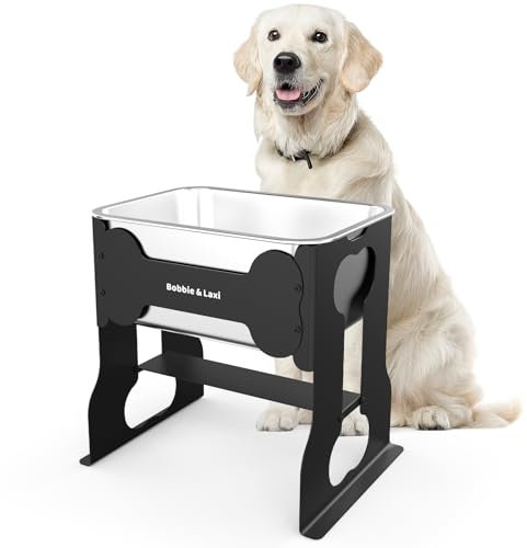 2.4 Gallon Elevated Large Dog Water Bowl,14 Raised Stainless Steel Bowl with Stand for Large Breed, Full Metal Dog Feeding Station for Relief Joint Pressure, Easy Clean for Indoor & Outdoor Uses