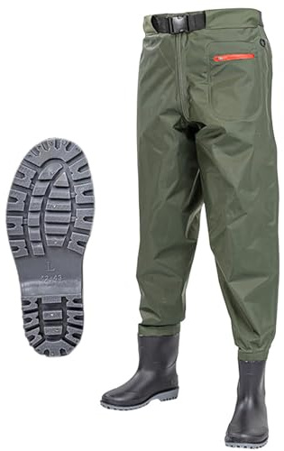 Waist Wading Pants, Hip Waders, Waterproof Outdoor Fishing Hunting Waist Waders with Boots, Wading Shoes for Men and Women,for Fly Fishing,Duck Hunting,Kayaking,C-47