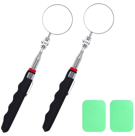 Specchietto Telescopico, Specchio di Lspezione, 360 Specchio di Lspezione Rotante, Specchio di Telescopica Ruotata, Specchio di Lspezione Regolabile, per Utensili Manuali per Lspezione Auto,Nero, 2pc