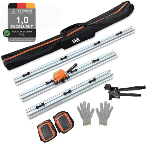 VKE Professional Manual Tile Cutter 800-3300 mm, Large Size Tile Cutters for Ceramic Tiles/Rock Slab，Maximum Cutting Tile Thickness 1.2m，Cutting Tool with Suction Cup Inside，Connectable Manual Cutter