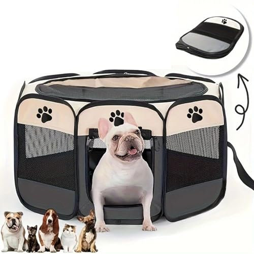 Welpenauslauf, Welpenlaufstall, Laufstall Hund, Katzengehege, Hundelaufstall für Wohnung, Welpenauslauf Indoor, Laufstall Katze, Hasengehege, Kaninchengehege, (grau, 74x74x43cm, 6)