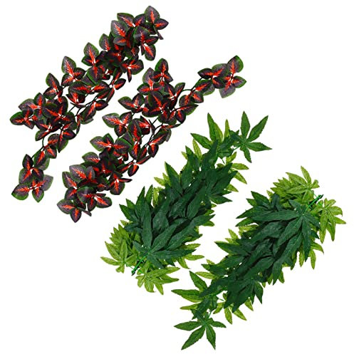 Happyyami 4pièces Plantes Simulées Rattan avec pour Décoration De Terrarium Et Aquariums pour Reptiles Et Poissons