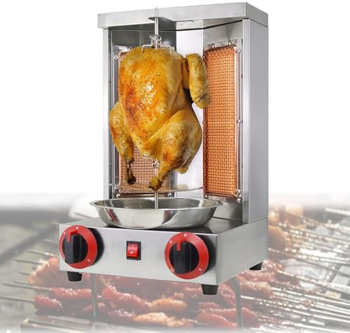 LwiftGal Barbacoa De Gas, Barbacoa De Gas De Acero Inoxidable, Temperatura Ajustable, 360 ° De RotacióN De CalefaccióN, ExtraíBle para La Limpieza, para El Restaurante De La Cocina Casera,Silver-M