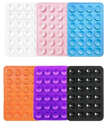 Leeneen 6 PCS Phone Suction Pad,Sticky Phone Case for Wall,Suction Cup Phone Holder For Car Phones Mobile Power Supplies (White Black)