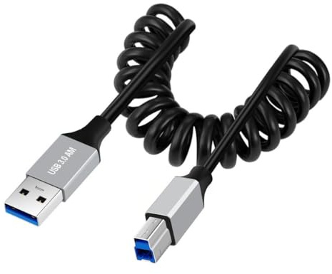 Chenyang Câble en spirale USB 3.0, connecteur A USB 3.0 vers connecteur B, câble de transfert de données haute vitesse de 1 m, pour téléphone/ordinateur portable/lecteur flash USB