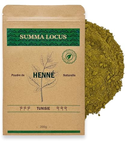 Henné (Lawsonia inermis) poudre fine coloration cheveux (Cuivre), Tatouage ephemere & teinture sourcils | Origine Gabes (Tunisie) | 100% naturel sans ingrédients synthétiques | 200 grammes