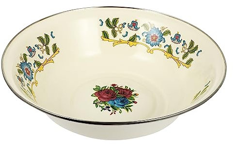PAMINGONO Emaille-waschbecken Vintage Mehrzweck-becken Für Reis Obst Gemüse Waschen Eier Schlagen Teig Herstellen Großes Fassungsvermögen Rutschfeste Basis Küche Bad Geeignet
