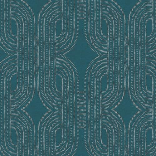 Profhome Papier peint graphique 399373-GU papier peint intissé (TNT) bleu vert beige 0,53 m x 10,05 m / 5,33 m2