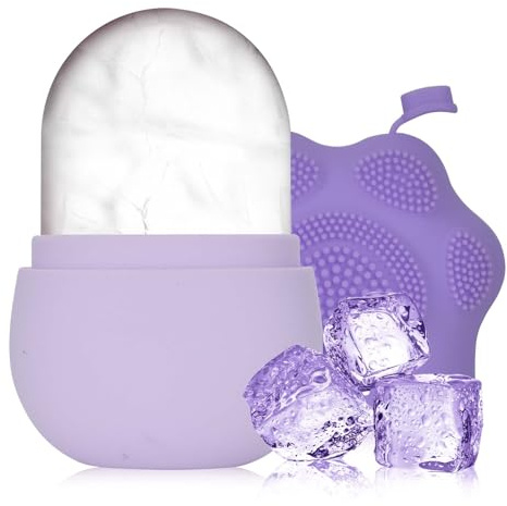 Rodillo de Hielo Facial, Molde de Hielo de Silicona, Herramienta Para el Cuidado de La Piel, Reduce los Poros, Compresa de Hielo, Reduce la Hinchazón, Mejora la Piel, Hermoso y Práctico (Púrpura)