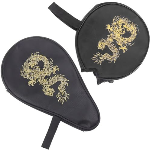 HiyyFloy 2 Stück Tischtennis-paddel-Tasche, Paddel-hülle, Drachenmuster, Pong-schläger, Schläger, Aufbewahrungskoffer, Halter -Pong-Ball-Aufbewahrungstasche, Organizer