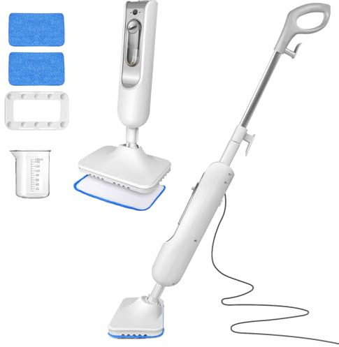 1500W Dampfreiniger mit 400ml großem Wassertank, 2 waschbaren Pads, 4,8m langem Kabel, 2 Dampfmodi, Boden-/Teppich-Dampfmop für Haus, Büro