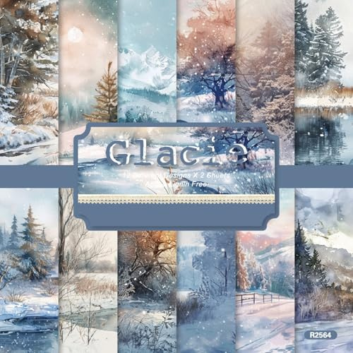 24 Fogli Carta di sfondo per scrapbooking, Kit di Carta da decoupage Scrapbooking onde dell'oceano blu, Album Scrapbook decorativo carta per DIY Artigianato Confezioni regalo (C, 15,2 X 15,2cm)