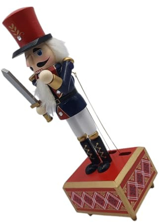 Alipis Caja De Música Cascanueces Madera Figura De Soldado Navideño para Fiestas Decoración Cascanueces Caja De Música De Cuerda