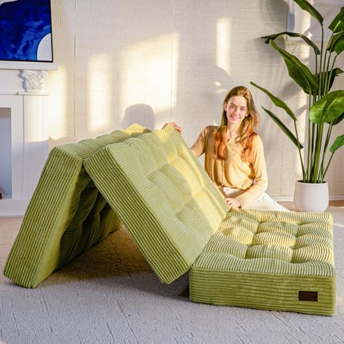 MAXYOYO Vikbar madrass för 1 person, 15 cm tjock för konvertibel futon, bärbar bäddsoffa, gästmadrass, extra säng, 90 x 190