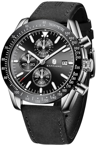 BENYAR BY herrenuhr Braun Leder Strap Quarz Chronograph Uhr Männer Datum Kalender Wasserdicht Armbanduhr Herren Sport mit Blau/Schwarz Zifferblatt