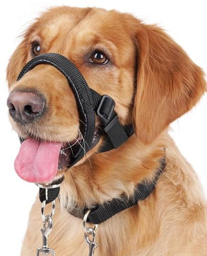 BARKLESS Dog Training Head Collar for Pulling, No Pull Head Halter with Adjustable Safety Strap, Anti-Pull Soft Padded Muzzle Leash for Walking Training Leash Reactive Large Dogs