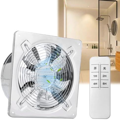 VCYEX Extractor Fan-Ventilation Fan with Timer, Remote Control, And Check Valve，Wall-mounted Bathroom Extractor Fan，for Bathrooms Kitchen，Toilets, Basements, And GaragesSilver,7in