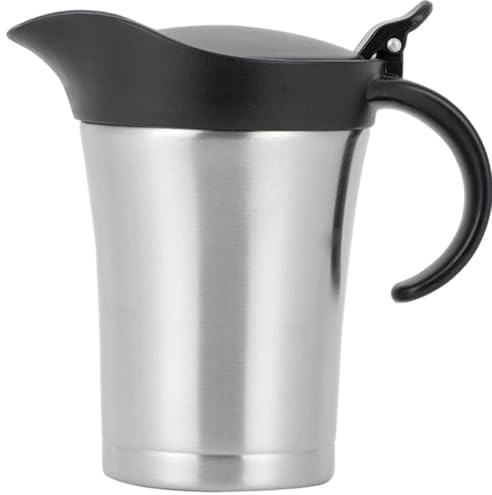 Isolerad såskanna med lock, 750 ml rostfritt stål såsbåt, dubbelväggsisolerad kanna, gräddkanna med handtag för vaniljsås, Zuhause Gebrauch