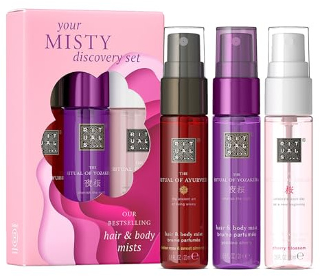 Rituals Misty Discovery Set, Haar & Body Mist, Ayurveda, Yozakura & Sakura, Alkoholfrei, 3 x 20 ml