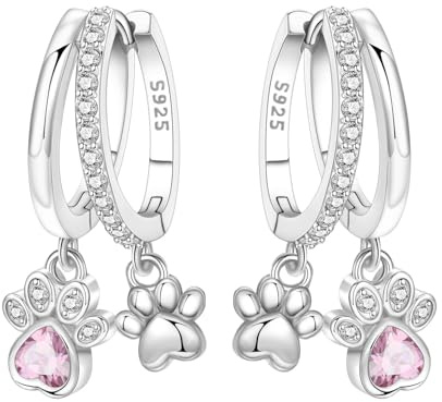 Örhängen silver 925 hängande för damer örhängen i 925 sterlingsilver örhängen med zirkonia allergivänliga örhängen för kvinnor alla hjärtans dag gåva födelsedagspresent, Silver