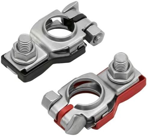 QEAS 1 Paar 12V Batterieklemmen Polklemmen für Auto, Positive und Negative Batterieklemmen in Rot und Schwarz, Hochwertige Polklemmen für Auto Boot Fahrzeug Wohnmobil und Weitere Fahrzeuge
