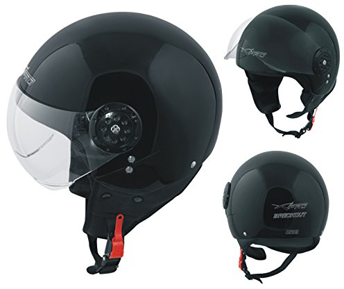Motorradhelm Motorrad Roller Jet Demi Helm Scooter Homologiert Avio Visor schwarz XS