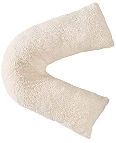 HOMES-LINEN Teddy Bear Fleece Plush Warm Fuzzy Cuddly V-Shaped Pillow & Cover (Cream, V-Pillow With Teddy Cover)