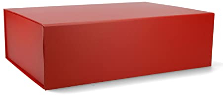ideas in boxes Premium Geschenkbox mit Deckel, faltbar, Geschenkkarton, Magnetbox, Geschenkverpackung für Weihnachten & Geburtstag, Magnetfaltbox, Rot matt, 33x22x10cm