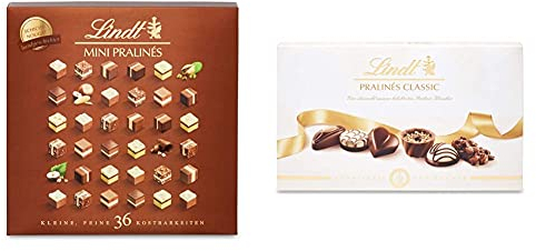 Lindt Mini Pralinés Schicht-Nougat Pralinen-Schachtel, 165g & Pralinés Classic 200g, eine harmonisch aufeinander abgestimmte Auswahl der 11 beliebtesten klassischen Lindt-Pralinés, 1er Pack