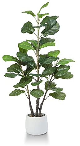 Higuera de hoja de violín con maceta, árboles artificiales para decoración del hogar en interiores, higuera de hoja de violín sintética, plantas artificiales grandes para interiores, árbol falso de