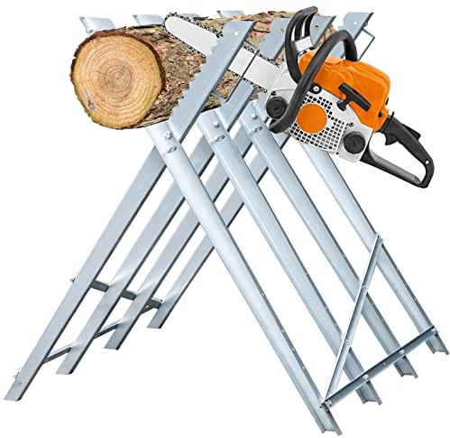 Jiubiaz Cavalletto per sega in metallo zincato, portata 150 kg, 81 x 80 x 80 cm