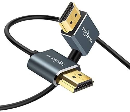 Twozoh Flexibel 90° Rätvinklad HDMI-kabel 1 Fot - Ultratunn Sladd Med Stöd för 3D/4K @60Hz