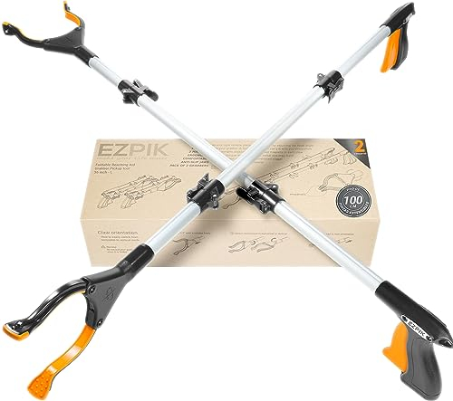 Ezpik 40 Flexible Grabber Pickup Gadgets for Disabled People - Trash & Rubbish Picker Gripper Foldable Litter Grabbers for Adults Pick Up Tool - Litter Picking Living Aids for Elderly 40 Inch(2-Pack)