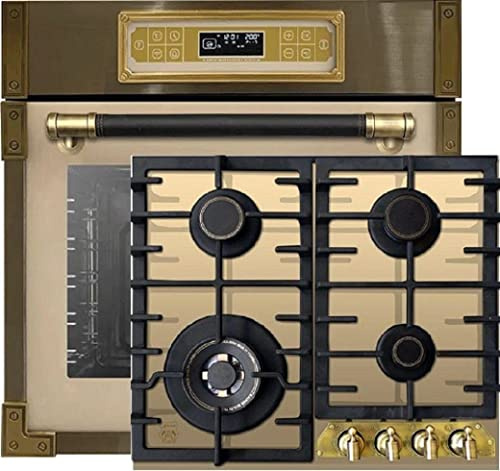 Kaiser Herdset EH 6726 ElfAD+KCG 6335 ElfEm Turbo, Retro Einbau Backofen 80L, 11 Betriebsfunktionen+Retro Einbau Gas Kochfeld 60 cm, Elfenbein, Erdgas/Propangas/Fl.